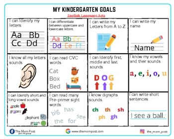 My Kindergarten Goals by Hina Umar | TPT