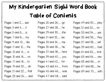 free printable kindergarten books with sight words