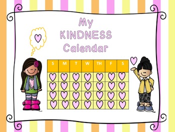 Preview of My Kindness CALENDAR for Bucket Filling: EDITABLE