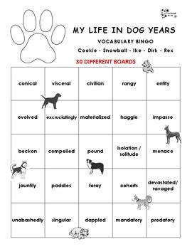 My Life In Dog Years Vocabulary Bingo By Learning Fun Tpt