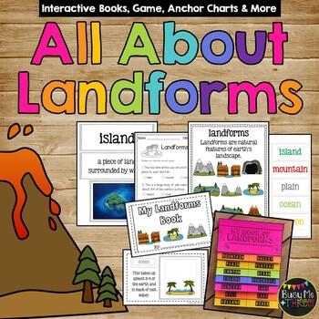 Preview of Landforms and Bodies of Water Interactive Books Posters Game and Worksheets