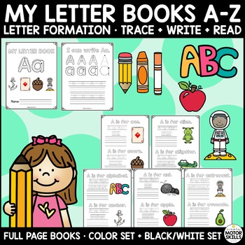 Preview of My Letter Books A-Z Books - Trace Write Read - Full Page Size - Color & B/W
