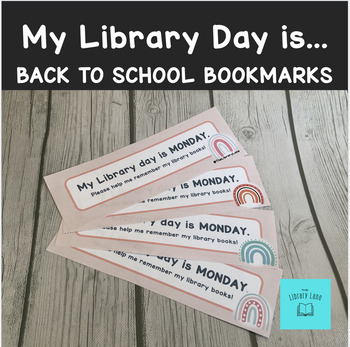 Preview of My Library Day is... Back to School Bookmarks - Boho Rainbow