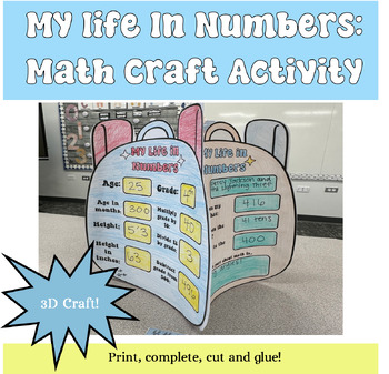 Preview of My Life in Numbers | 3D Math Craftivity for the Beginning of the Year