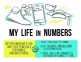 My Life in Numbers Back to School Activity