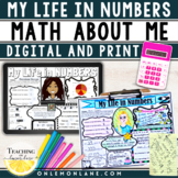 First Day of School All Math About Me Poster for Math Activities 5th 6th Grade