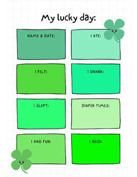 Preview of My Lucky Day St. Patrick's Day Themed Daily Report for Parents
