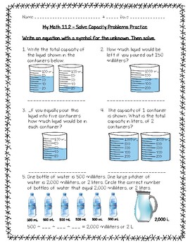 Preview of My Math - 3rd Grade - Chapter 11 - Measurement Worksheets