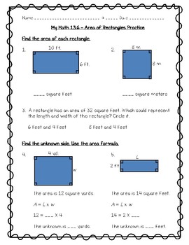 third grade perimeter and area worksheets