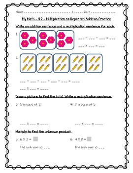 Preview of My Math - 3rd Grade - Chapter 4 - Understand Multiplication Worksheets