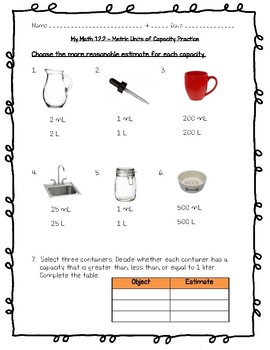 my math 4th grade chapter 12 metric measurement worksheets