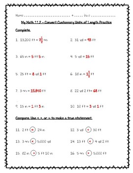 my math 5th grade chapter 11 measurement worksheets by joanna riley
