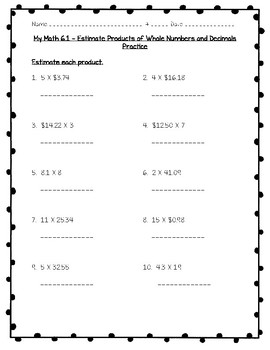 estimate products decimals teaching resources teachers pay teachers