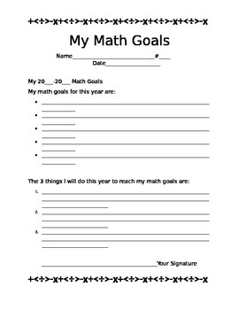 My Math Goals by Hoppity Helper Teacher | TPT