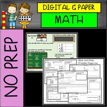 Preview of DIGITAL and PRINTABLE No Prep 1st Grade Math
