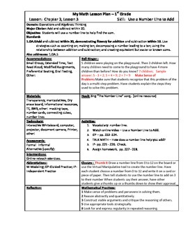 My Math (McGraw-Hill) Grade 1 Chapter 3 Lesson Plans - 2013 edition