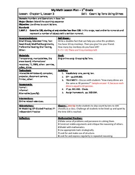 My Math Mcgraw-hill Grade 1 Chapter 5 Lesson Plans - 2013 Edition