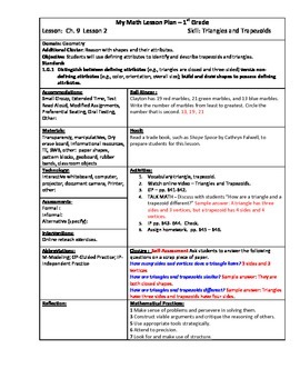 My Math (McGraw-Hill) Grade 1 Chapter 9 Lesson Plans ...