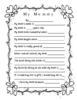 My Mommy Mother's Day Poem Template by TheTeachingMommyof2 | TpT
