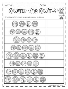 My Money Book Coins and Dollar Kindergarten & First Grade ...
