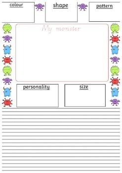 My Monster - Adjective Writing Activity (PYP 2) by Sevinj Mayilova