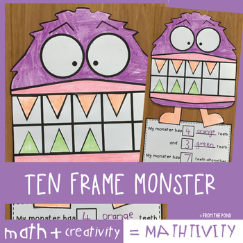 Preview of Ten Frame Addition Math Craft Monster
