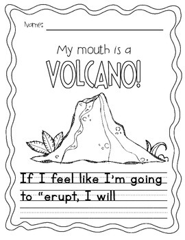 volcano mouth activity writing activities worksheet worksheets elementary freebie social kindergarten counseling cook teachers therapy fun volcanoes tattle tools skills