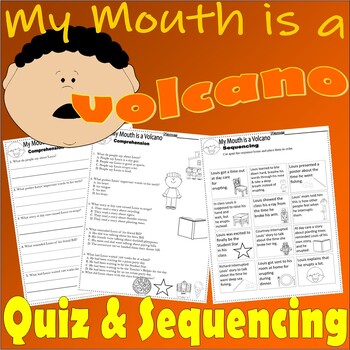 Preview of My Mouth is a Volcano Reading Quiz Test & Story Scene Sequencing