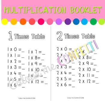 My Multiplication Booklet - Colour me Confetti by Colour me Confetti