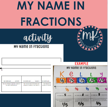Preview of My Name In Fractions ACTIVITY (Fraction Bars, Fractions on a Number Line)