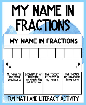 Preview of My Name In Fractions | Math & Literacy Activity