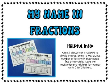Preview of My Name in Fractions Activity