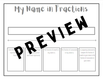 Preview of My Name in Fractions - Comparing & Equivalent Fractions