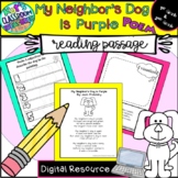 Reading Fluency Poem: My Neighbor's Dog Is Purple Poem & A