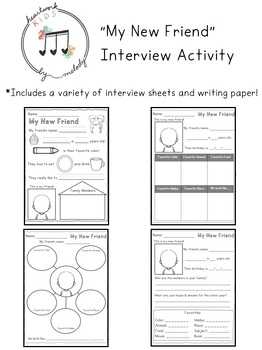 My New Friend Back to School Interview Graphic Organizer and Writing ...