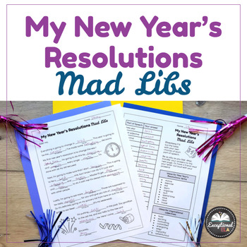 Preview of My New Year's Resolutions Mad Libs - Goal Setting Writing Activity for 2024