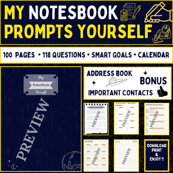 Preview of My Notesbook | Prompts Yourself [1] - Essential 100 Pages - 300 Dpi + BONUS