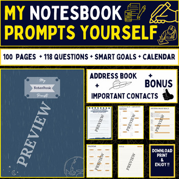 Preview of My Notesbook | Prompts Yourself [2] - Essential 100 Pages - 300 Dpi + BONUS