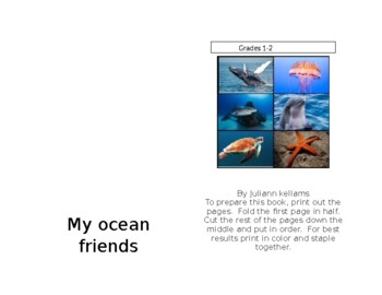 Preview of My Oceans Friends Book Grades 1-2