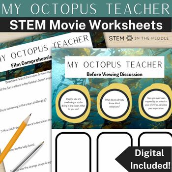 Preview of My Octopus Teacher Movie Guide with Ecosystem Activities - Biology Sub Plan