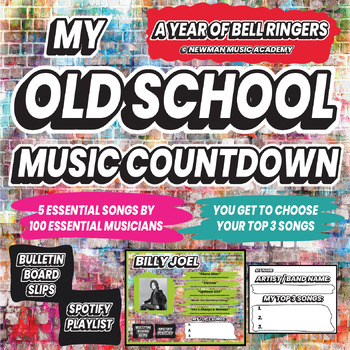 Preview of My Old School Music Countdown: 100-Day Bellringer Activity {BUNDLE PDF/SLIDES}