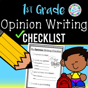 Preview of 1st Grade Opinion Writing Checklist (standards-aligned) - PDF and digital!!