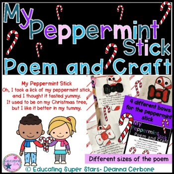 My Peppermint Stick Poem and Craft by Educating Super Stars | TpT