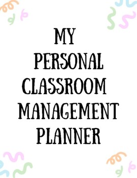 Preview of My Personal Classroom Management Planner