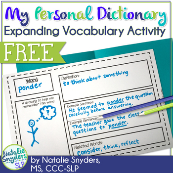 Preview of My Personal Dictionary: An Expanding Vocabulary Activity - Freebie