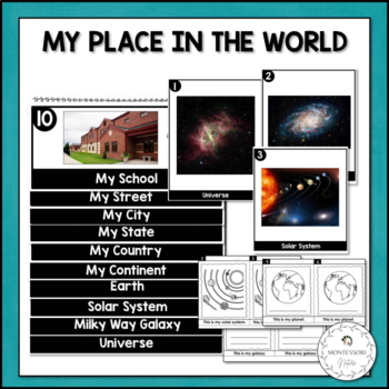 Preview of My Place in the World Flip Book and Cards Montessori