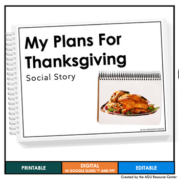 Preview of My Plans for Thanksgiving Social Story | EDITABLE