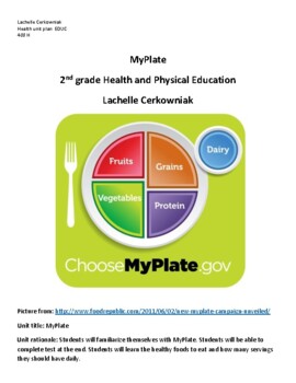 My Plate Unit Plan by Lachelle Cerkowniak | TPT