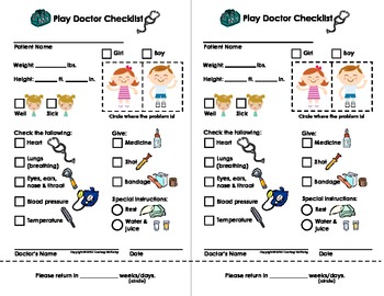 Preview of My Play Doctor Checklist & Appointment Cards - Imaginary/Dramatic Play