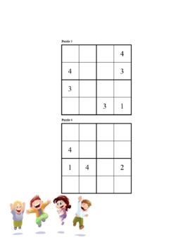 easy sudoku puzzles 4x4 for kids math activities games brain teasers